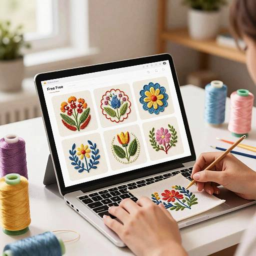 Vibrant Digital Embroidery Design Interface