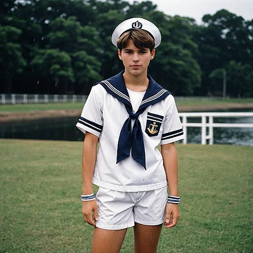 Realistic Boy in Sailor Suit Costume