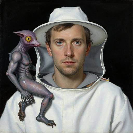 Surreal Beekeeper with Impossible Creature