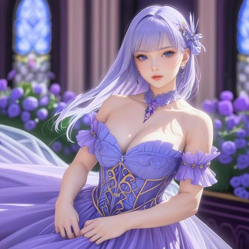Enchanting Girl in Purple Dress