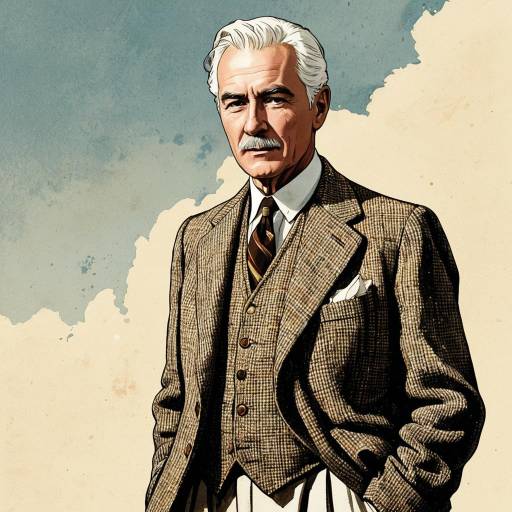 Distinguished Elderly Man in Tweed Suit Illustration Distinguished Elderly Man in Tweed Suit Illustration