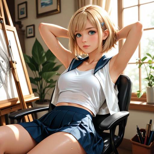 Blonde Admiral in Vintage Studio