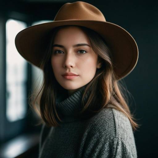 Young Woman in Wide-Brimmed Hat