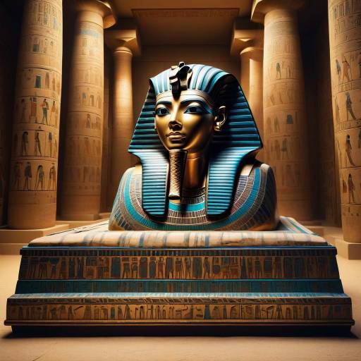 Ancient Egyptian Sarcophagus and Wall Paintings