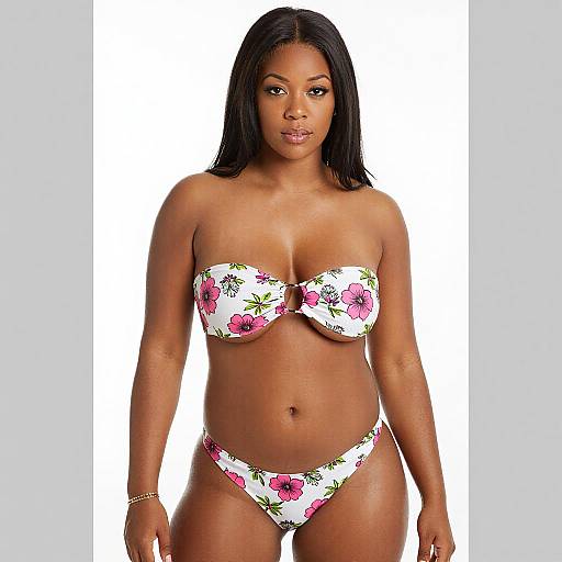 Confident Woman in Floral Bikini