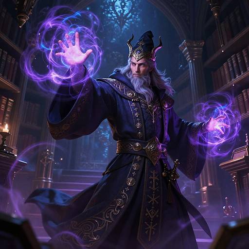 Ancient Wizard Casting Powerful Spell