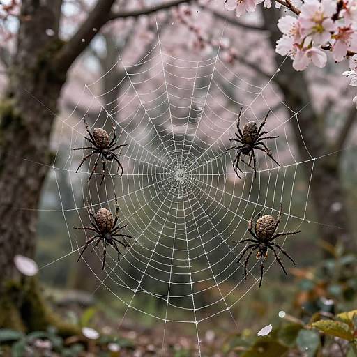 Fantasy Peninsula with Spiders and Cherry Blossoms