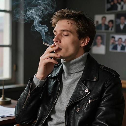 Pensive Man in Gray and Black