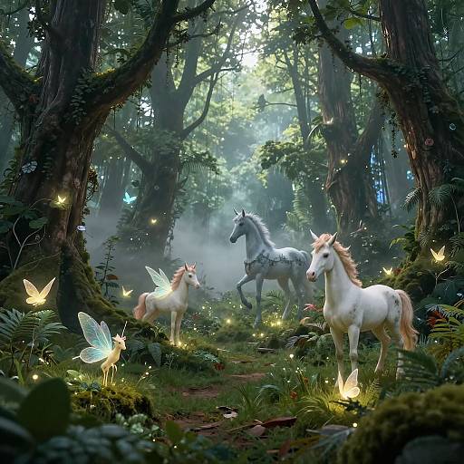 Mystical Forest with Fantastical Creatures