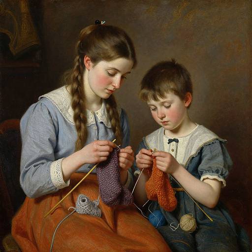 Tender Knitting Moment by Ridgway Knight