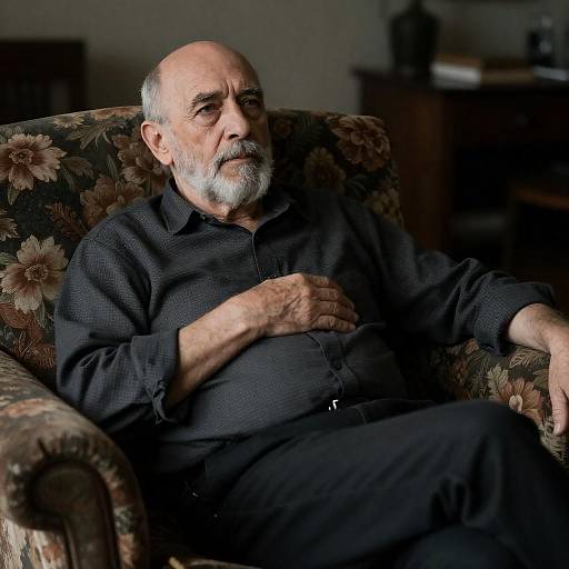 Painterly High-Contrast Elderly Couch Portrait