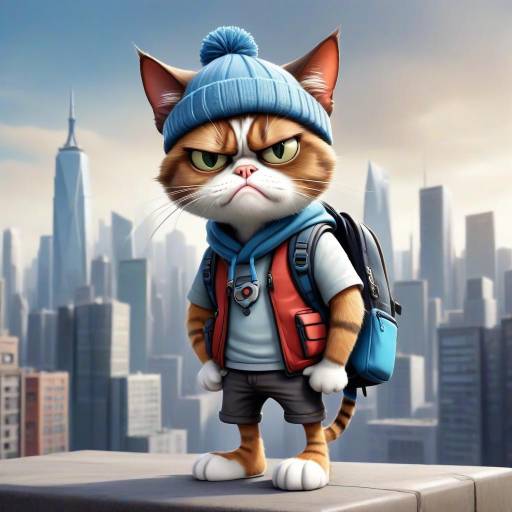 Grumpy Urban Cat Caricature Design