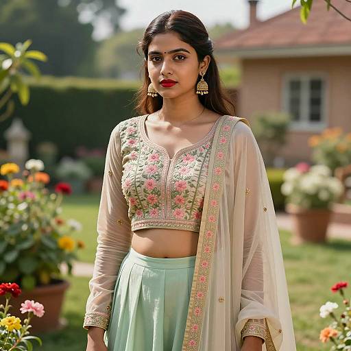 Radiant American Bride in Vibrant Garden