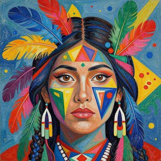 Geometric Lakota Woman Portrait