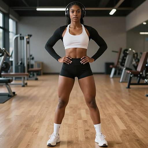 Confident Muscular Black Woman in Gym
