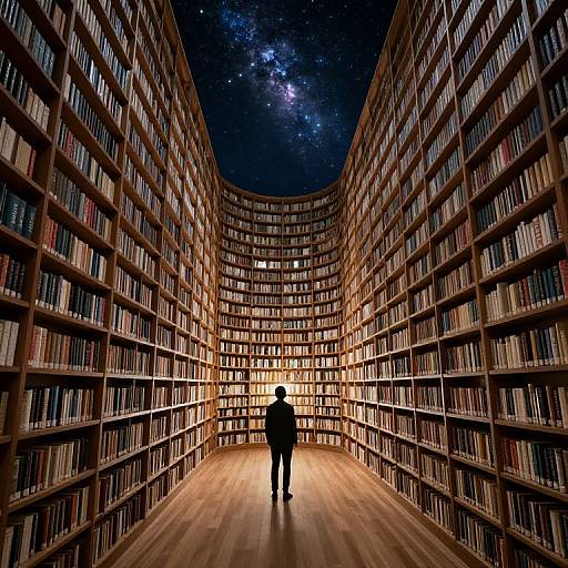 Endless Library Beneath Starlit Cosmos