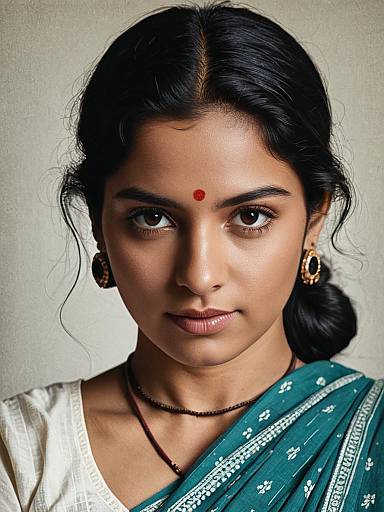 Photorealistic Headshot: Woman in Malmal Saree
