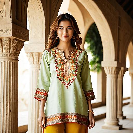 Elegant Portrait of Young Woman in Kurta