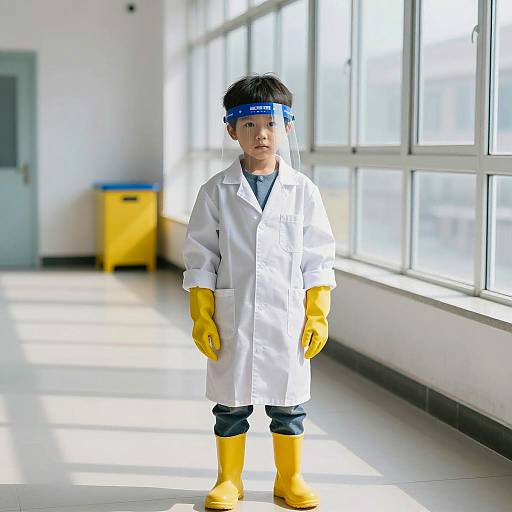Young Scientist Costume in Bright Lab