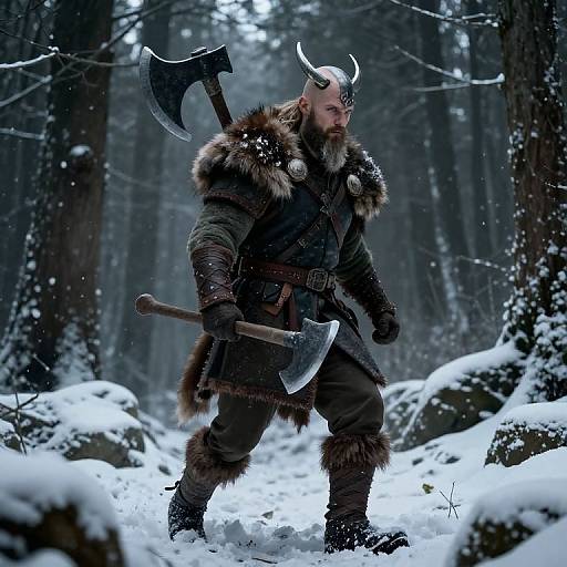 Limping Viking with Twin Axes