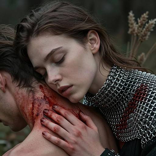 Intense Embrace Amidst Dark Foliage