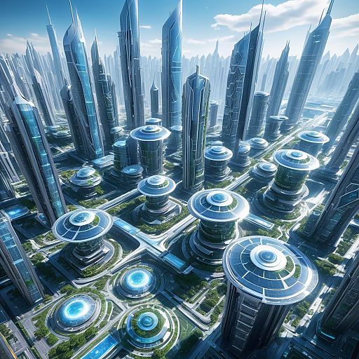 Futuristic Cityscape with Energy Fields Futuristic Cityscape with Energy Fields