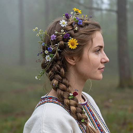 Folklore Braided Woman Portrait