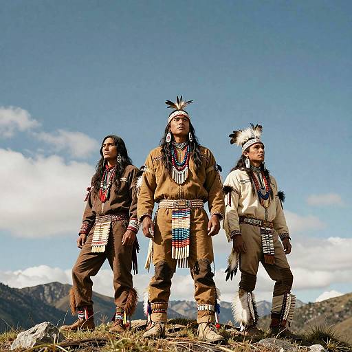 Native American Models on Mountain Ridge