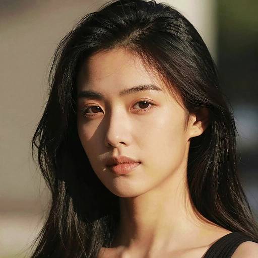 Portrait of Woman with Jet Black Hair