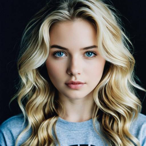 Portrait of Blonde Woman with Blue Eyes