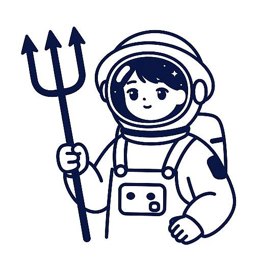 Teen Astronaut Girl Line Art