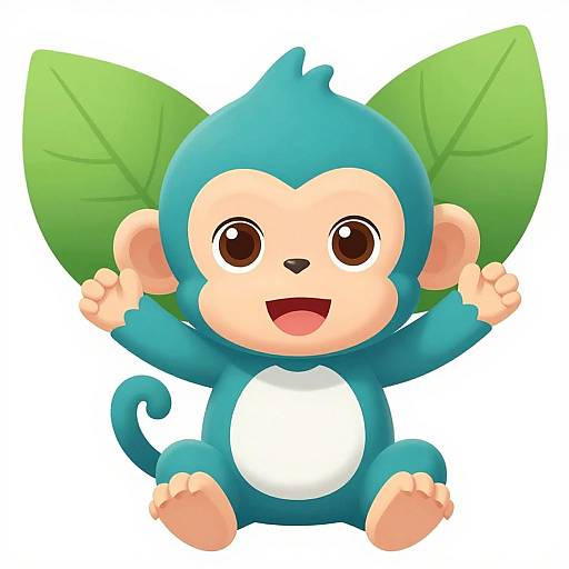 Cute Cartoon Monkey with Leaf Wings