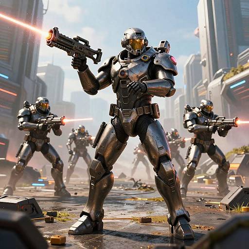 Futuristic Military Commander in Action