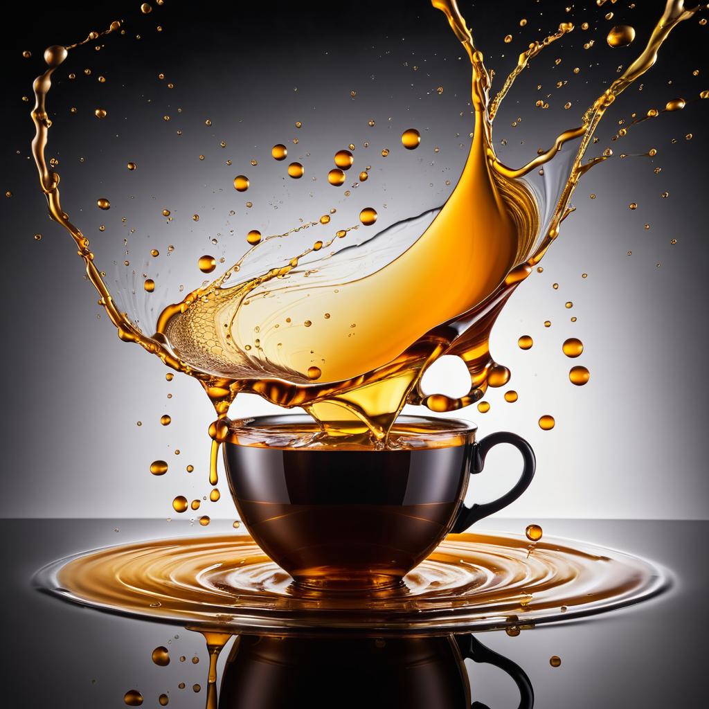 Elegant Tea and Honey Splash Scene