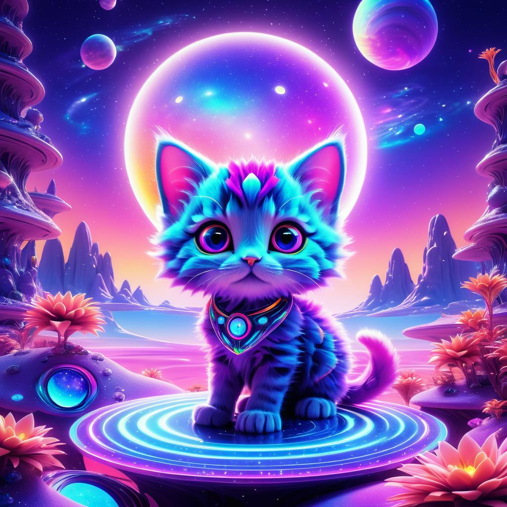 Whimsical Alien Kitten Adventure