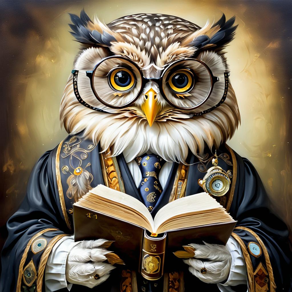 Whimsical Portrait of a Wise Owl