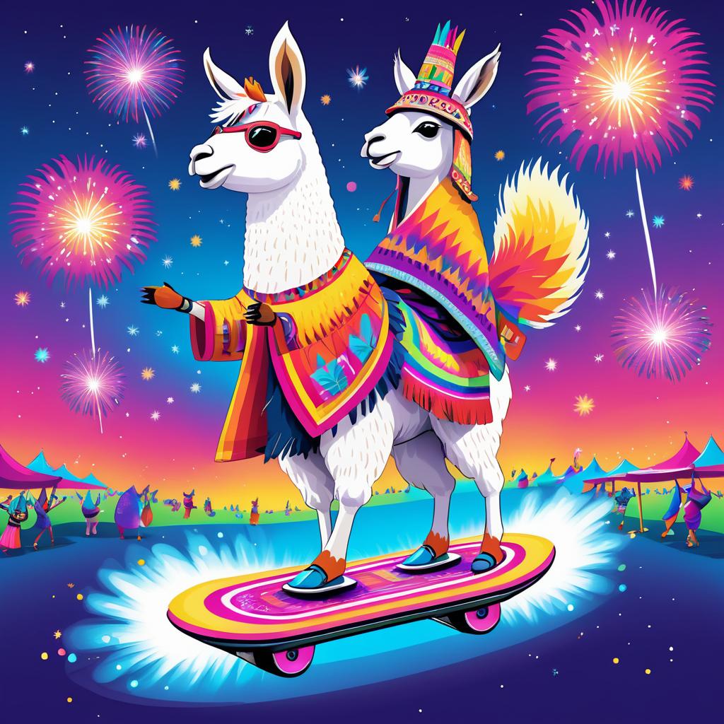 Llama on Hoverboard at Festival Fun