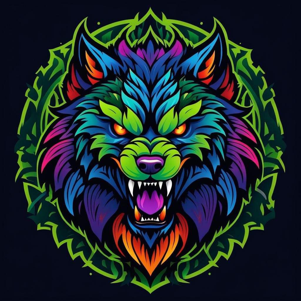 Vibrant Werewolf Tattoo Logo Design