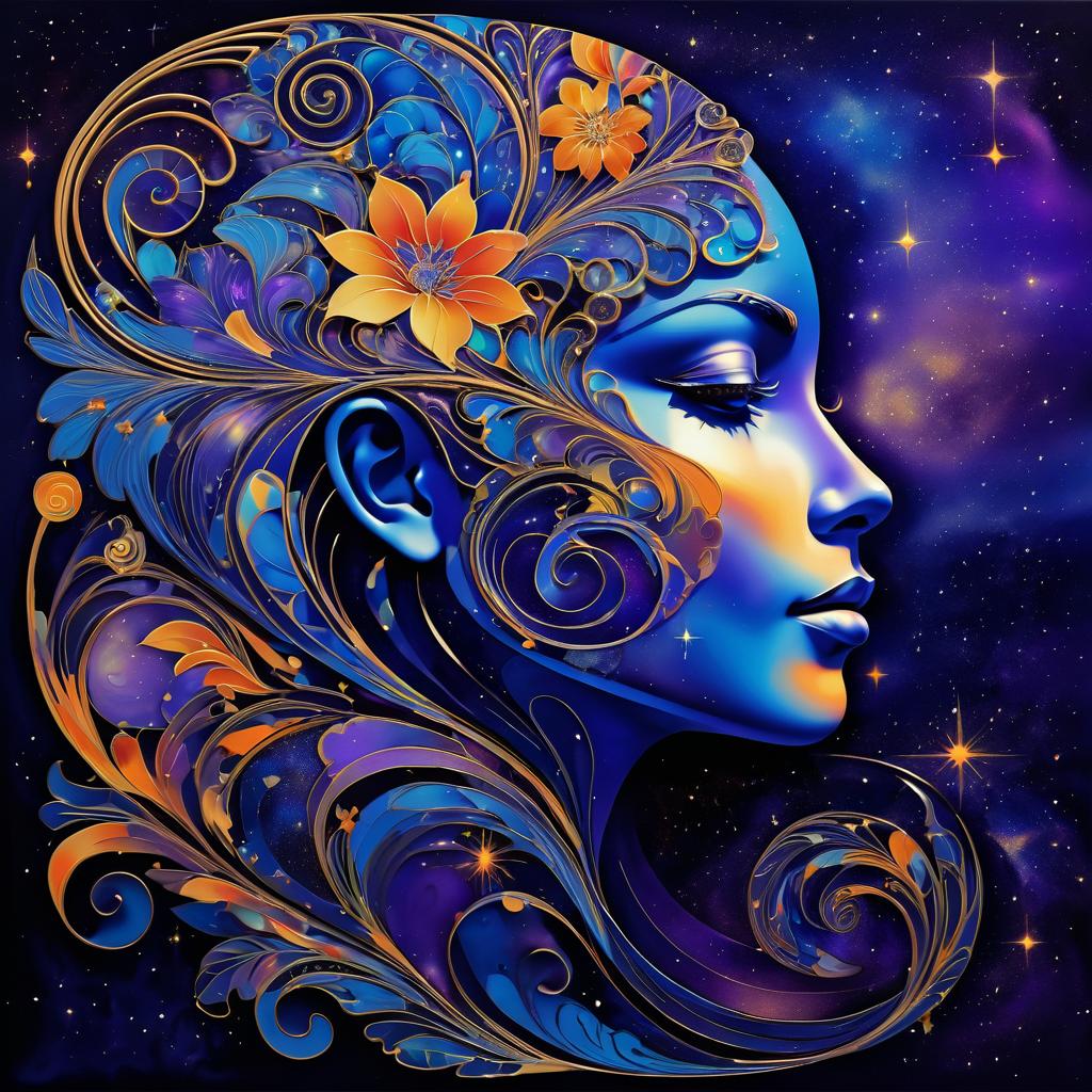 Cosmic Floral Abstract Portrait Creation