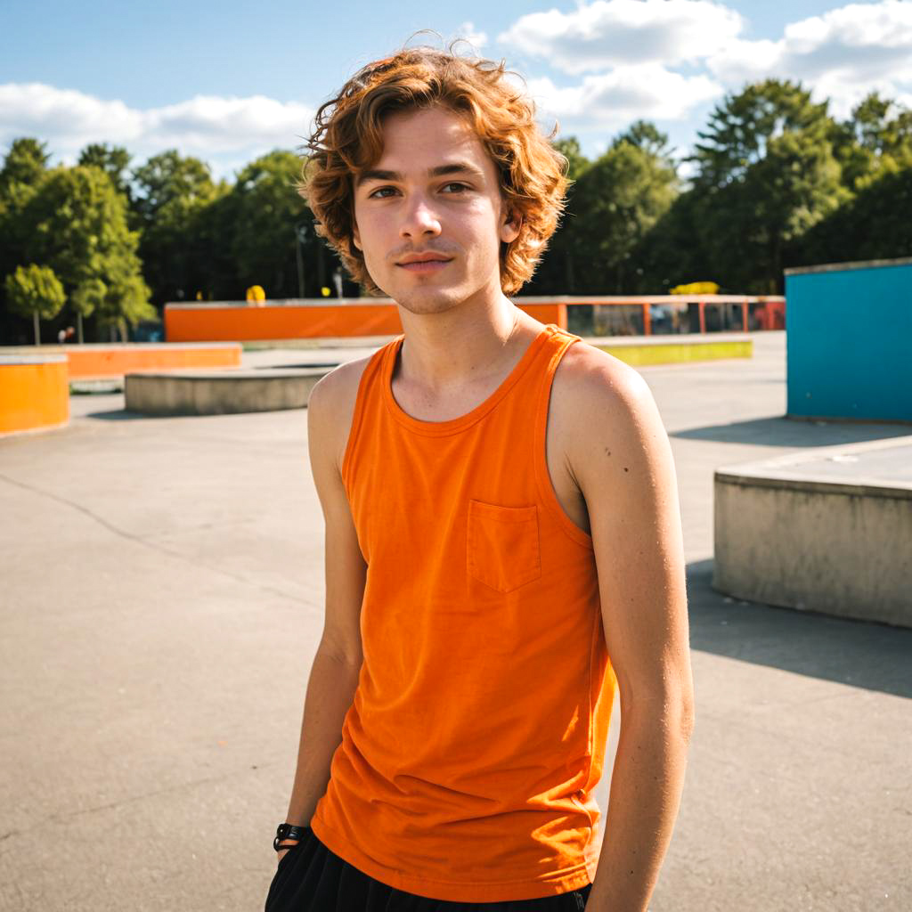 Vibrant Skater Boy in Tube Top