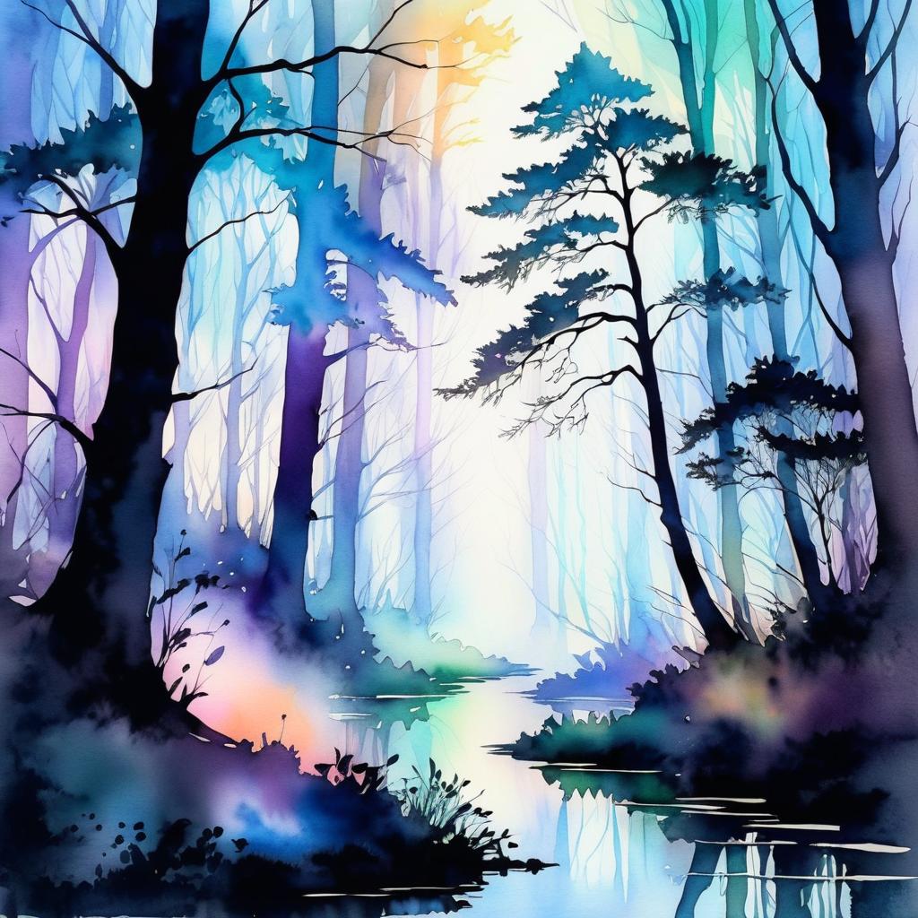 Ethereal Woodland Wonderland Silhouette Art