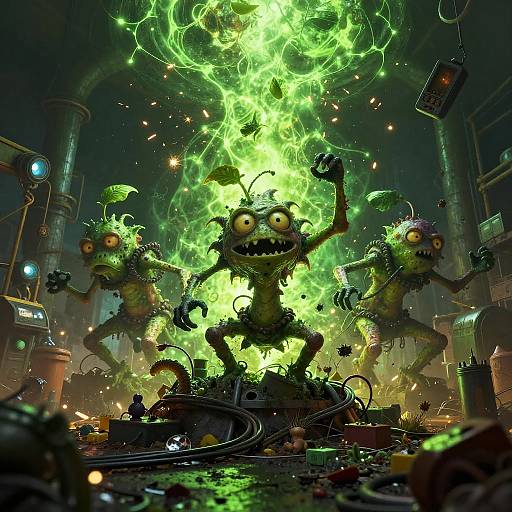 Cinematic Mutant Plants in Radioactive Chaos