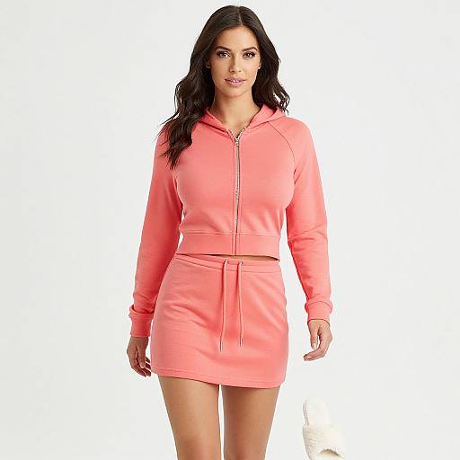 Casual Coral Pink Loungewear Set