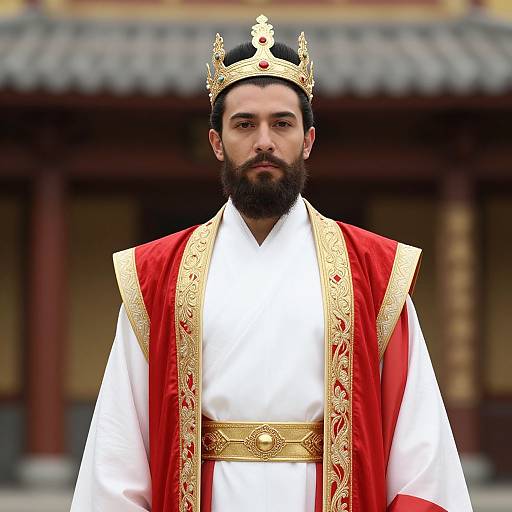 Bearded King in Regal Robe