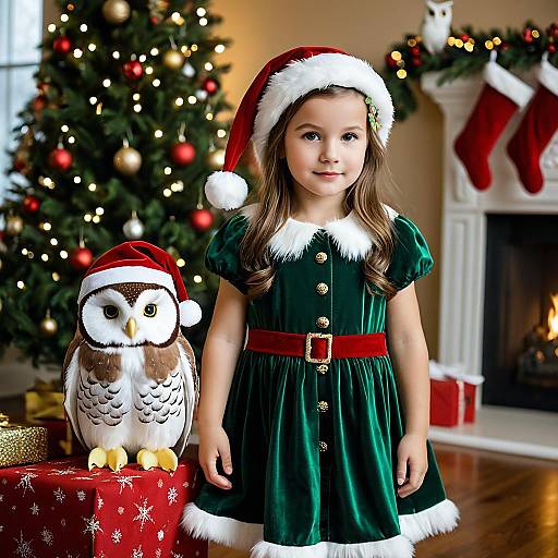 Festive Toddler Girl as Santa's Helper