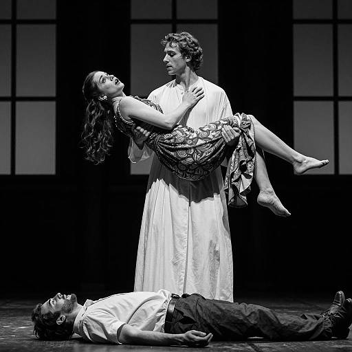 Dramatic Black-and-White Theater Scene
