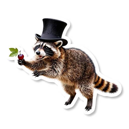 Raccoon Catching Berry Sticker