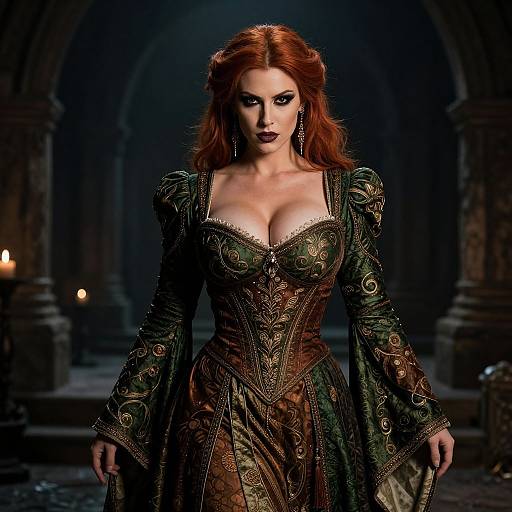 Fierce Red-Haired Medieval Enchantress