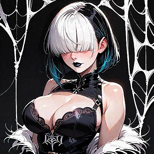 Gothic Spider-Web Anime Girl Portrait