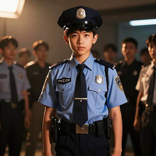 Young Boy in Police Officer Costume